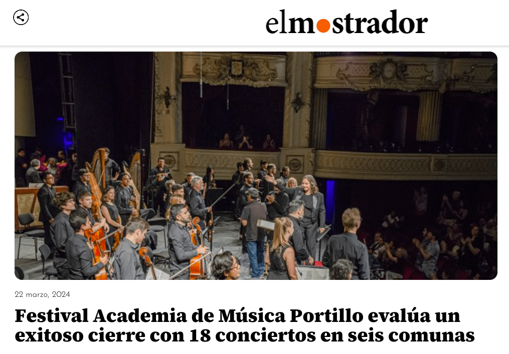 Festival Academia de Musica Portillo evalua un exitoso cierre con 18 conciertos en seis comunas